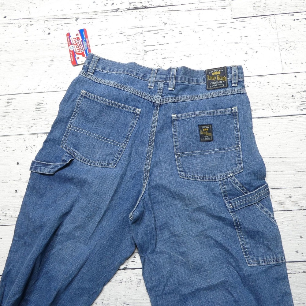 Vintage Lucky Brand Dungarees Jeans Womens 20 Blue Denim Relaxed Straight - Picture 14 of 16